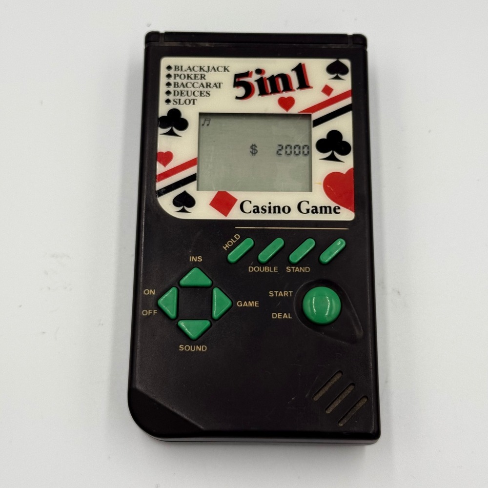 Vintage 5 in 1 Casino Game Handheld Electronic LCD Blackjack Poker Slot‎ Black